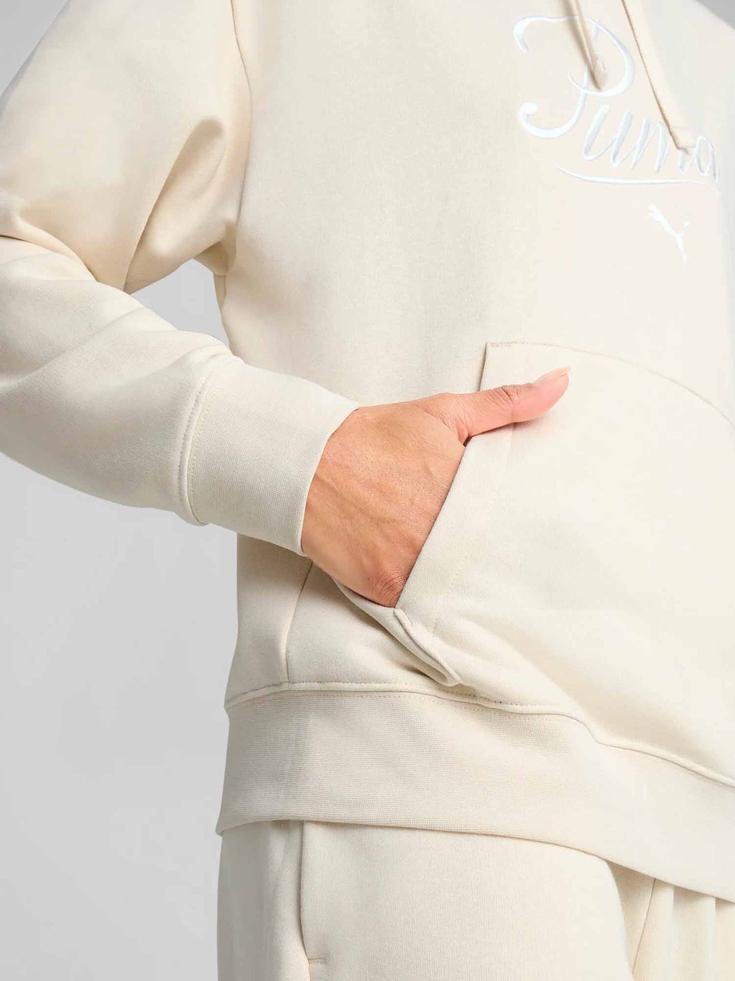 FELPA CON CAPPUCCIO PUMA DONNA PANNA
