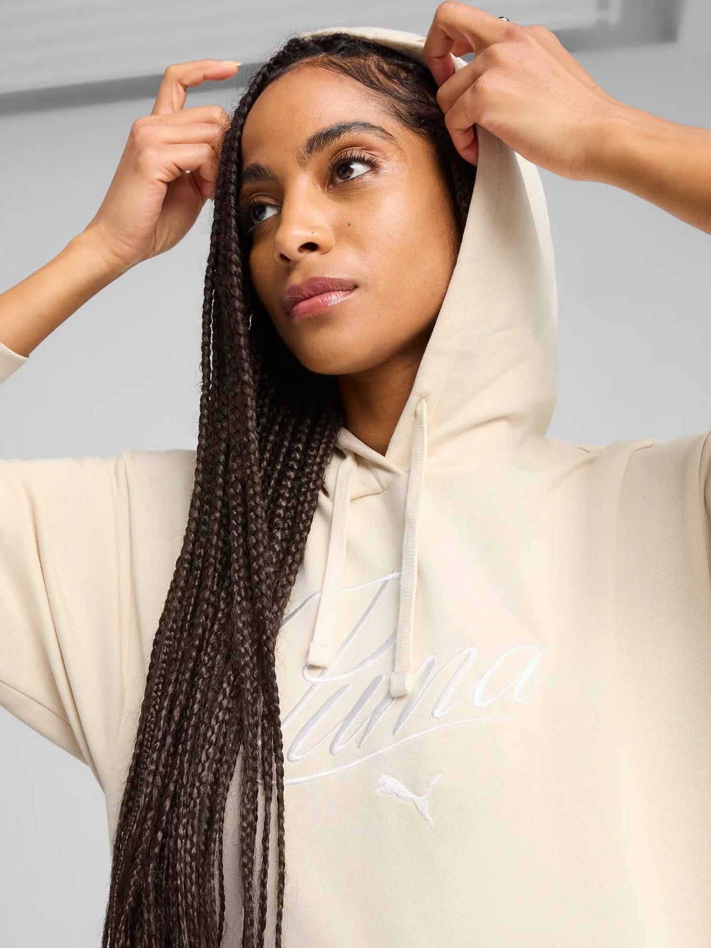 FELPA CON CAPPUCCIO PUMA DONNA PANNA