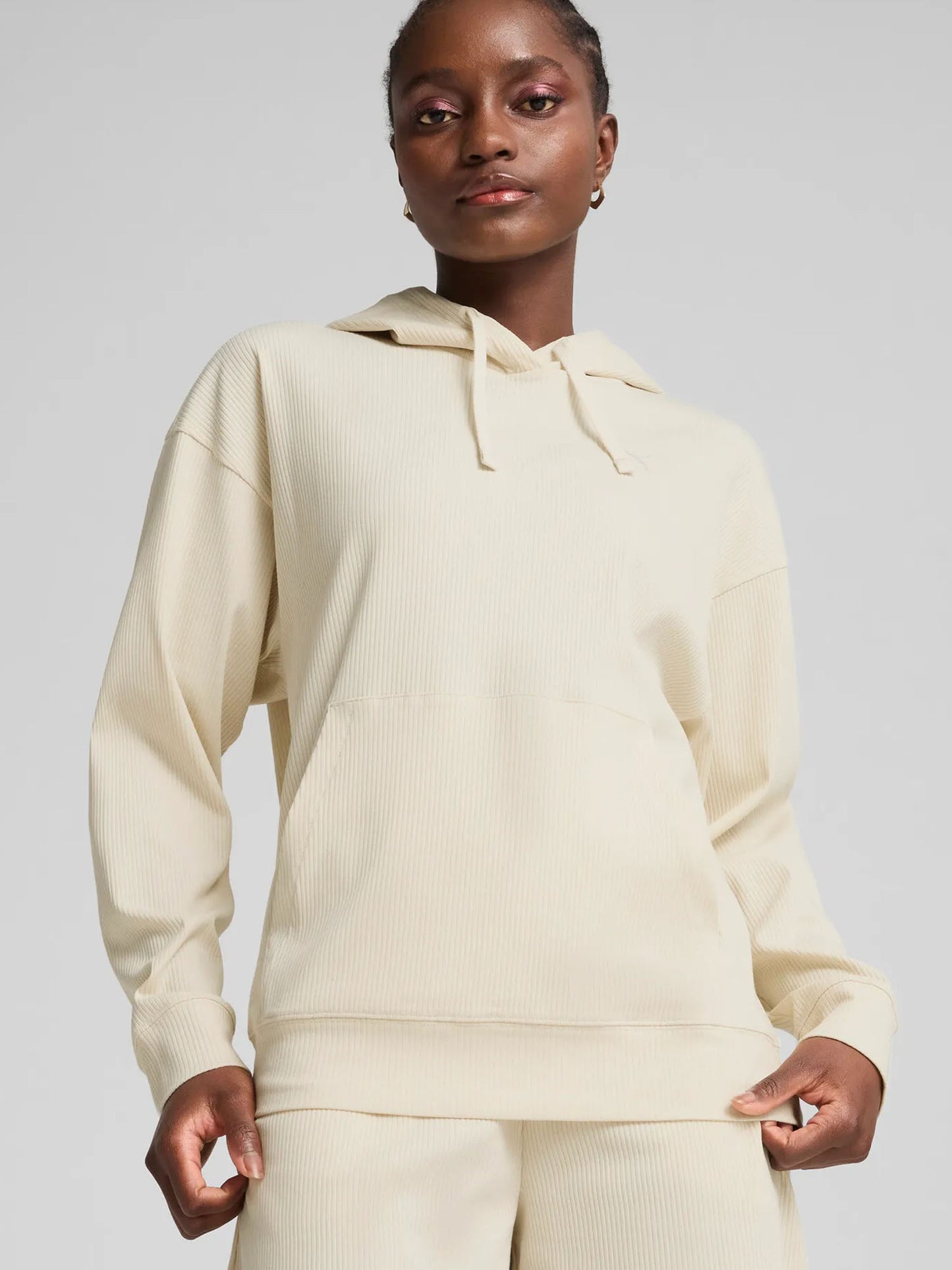 FELPA CON CAPPUCCIO A COSTINA PUMA DONNA PANNA