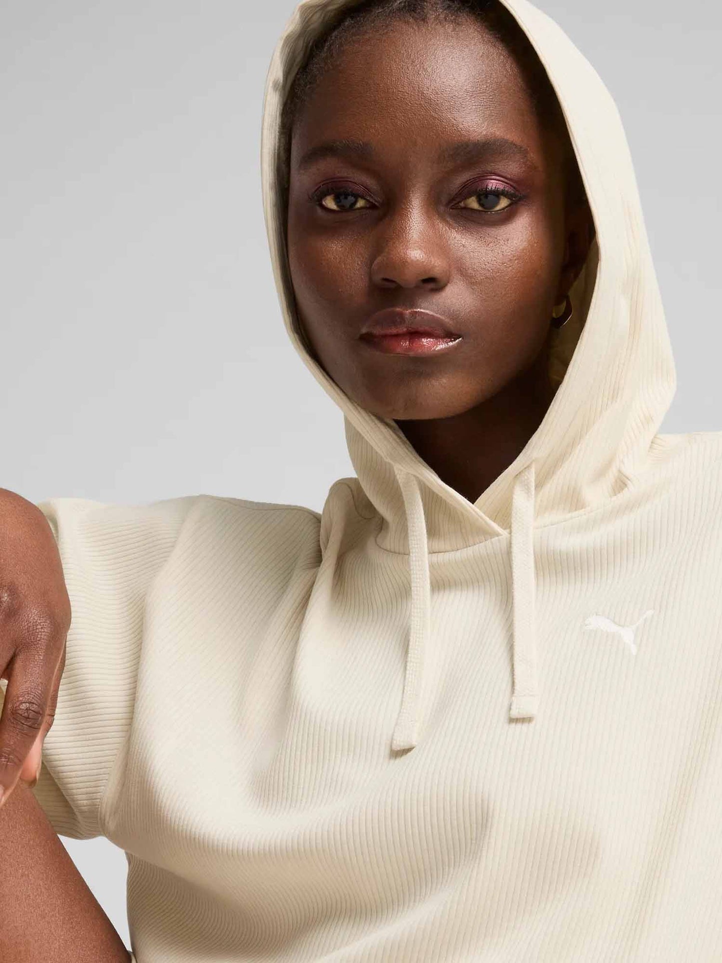 FELPA CON CAPPUCCIO A COSTINA PUMA DONNA PANNA