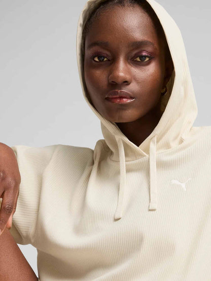 FELPA CON CAPPUCCIO A COSTINA PUMA DONNA PANNA