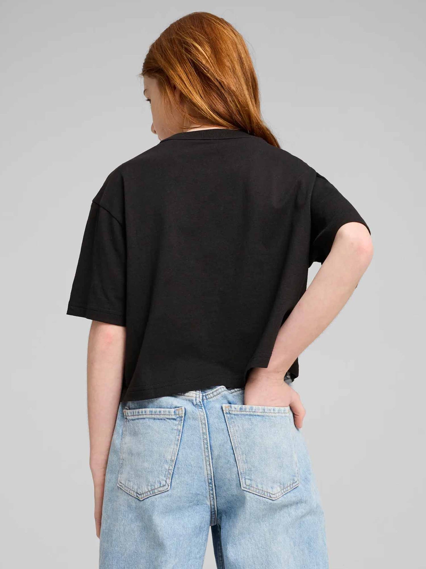 T-SHIRT CROPPED GRAPHIC LOGO PUMA BAMBINA NERO