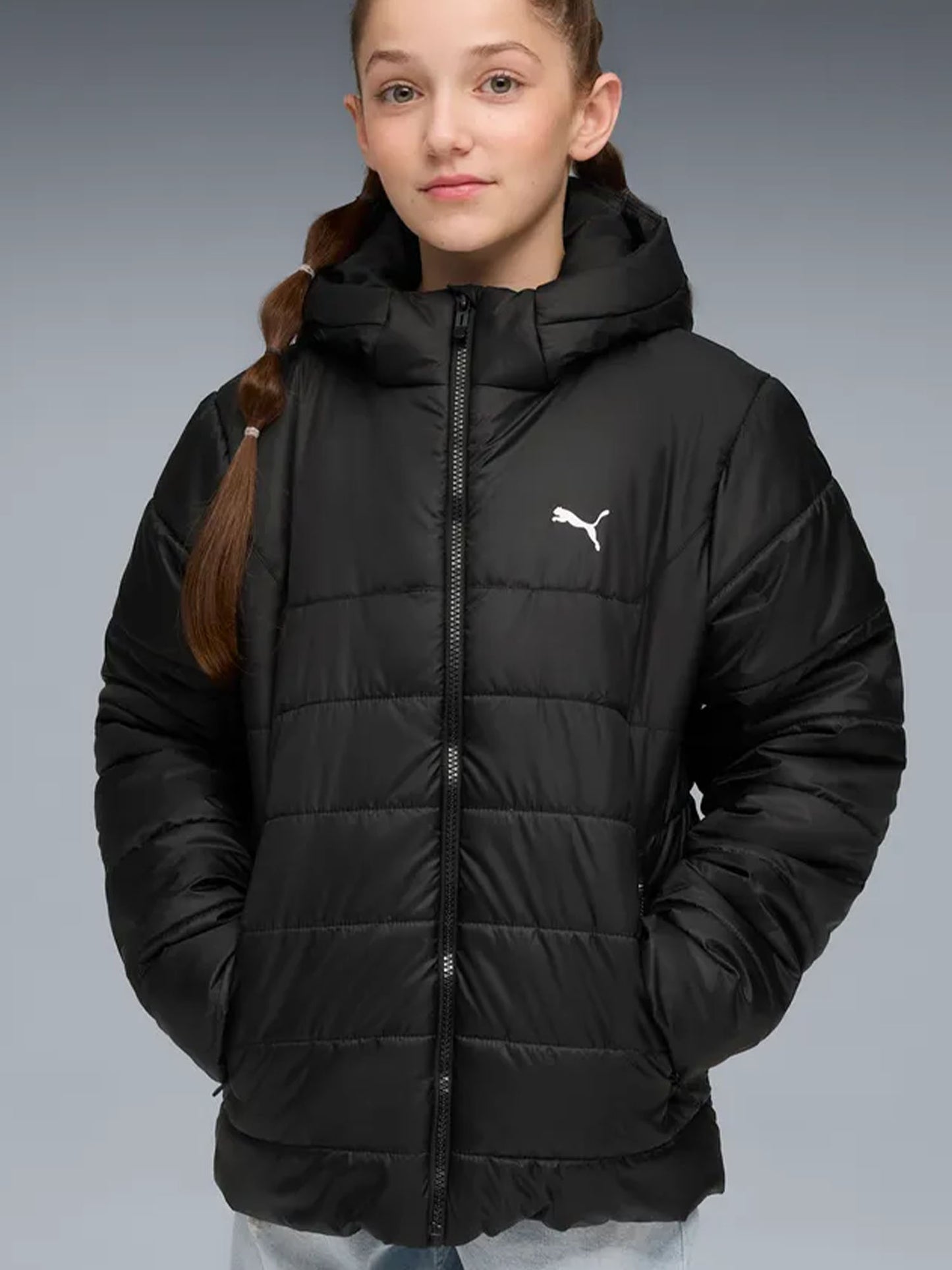 Puma Essentials Hooded Padded Jacket, giubbotto unisex bambino nero