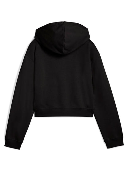 FELPA CON CAPPUCCIO CROPPED PUMA BAMBINA NERO