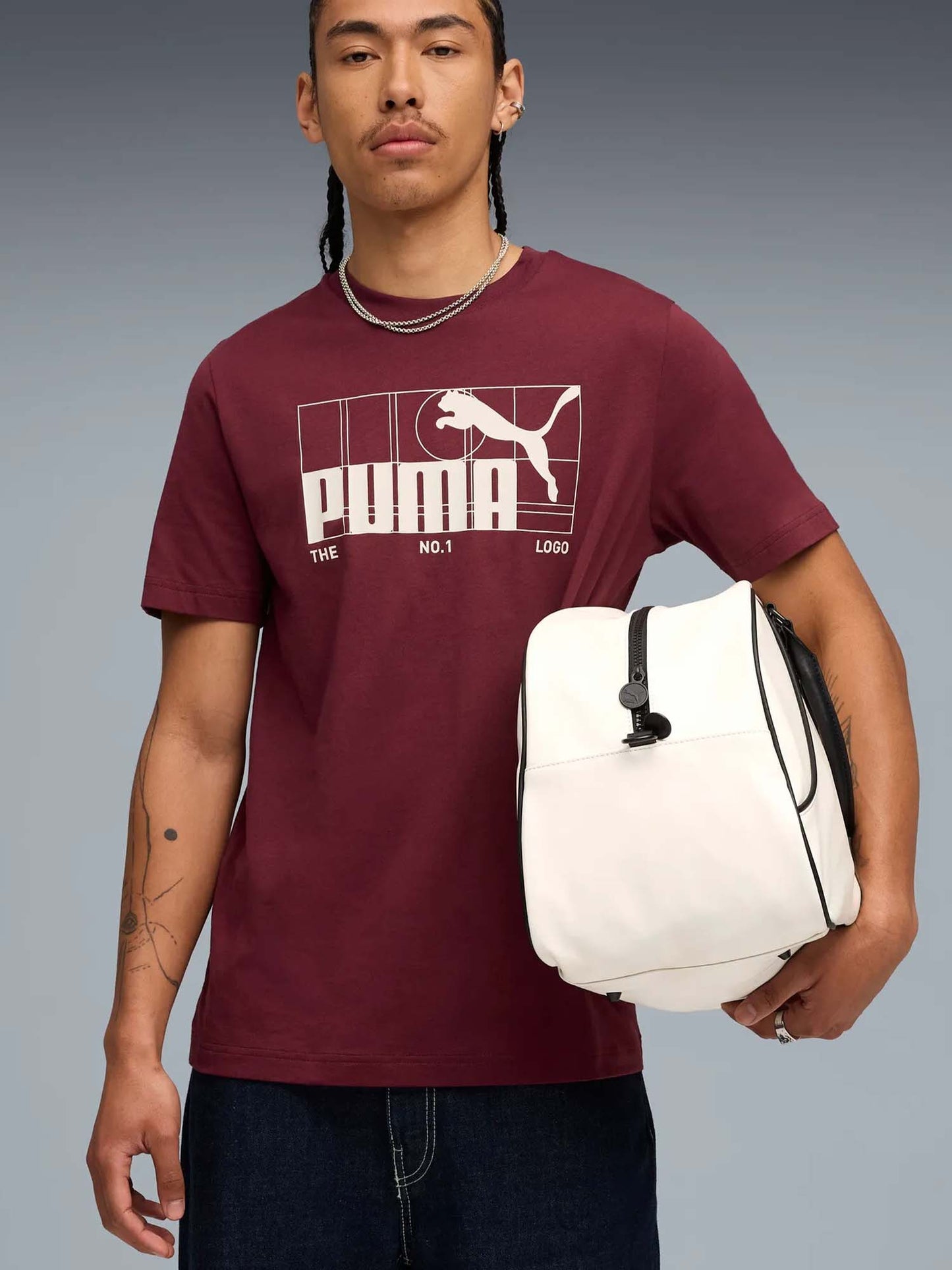 T-SHIRT ESSENTIALS MAXI LOGO PUMA DA UOMO BORDEAUX