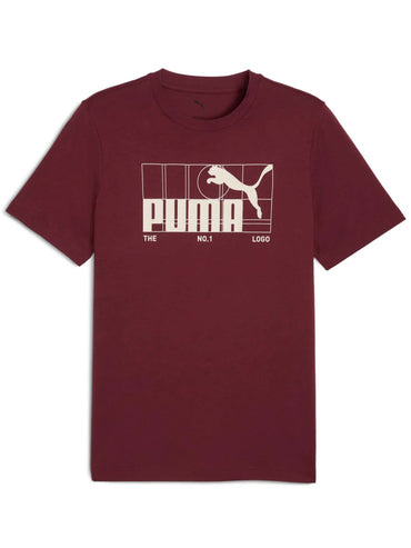 T-SHIRT ESSENTIALS MAXI LOGO PUMA DA UOMO BORDEAUX