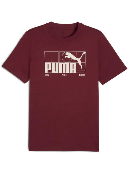 T-SHIRT ESSENTIALS MAXI LOGO PUMA DA UOMO BORDEAUX