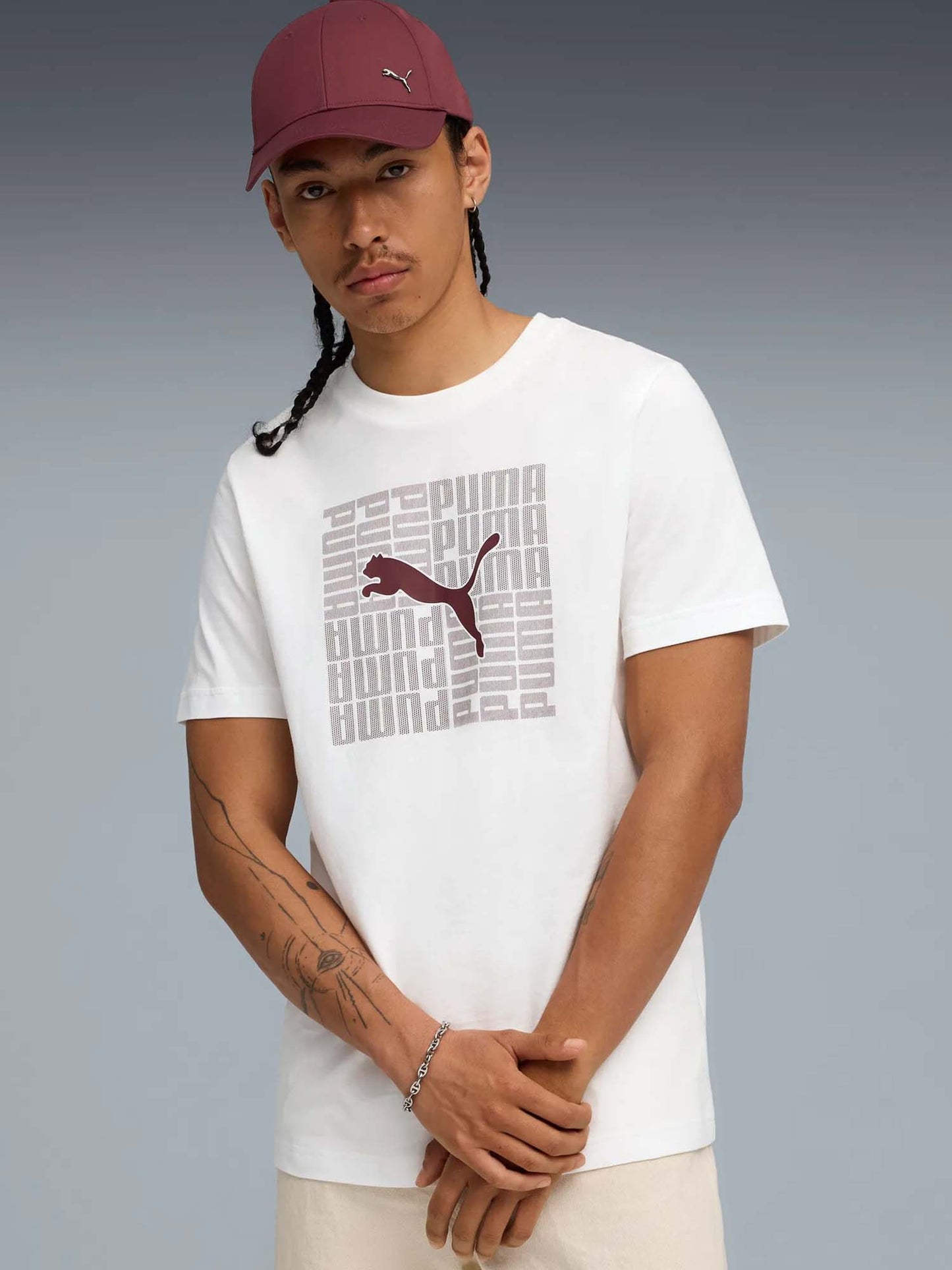 T-SHIRT CON STAMPA ESSENTIALS PUMA DA UOMO BIANCO