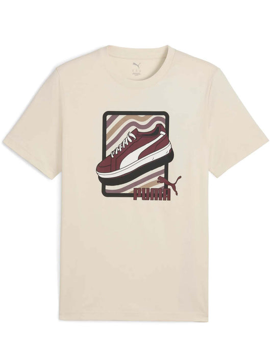 T-SHIRT ESSENTIALS CON STAMPA PUMA DA UOMO BEIGE