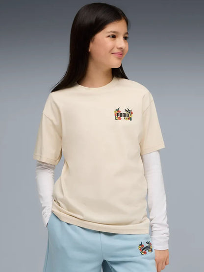Puma Mid 90s, t-shirt bimbo/a panna con stampa grafica