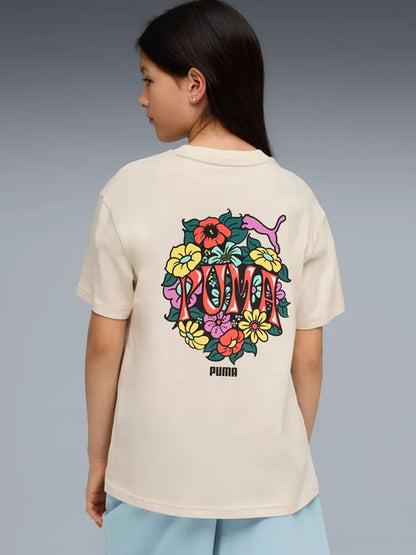 Puma Mid 90s, t-shirt bimbo/a panna con stampa grafica