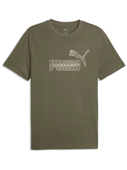 T-shirt Graphic No.1 Logo uomo di Puma in verde casual