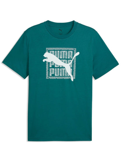 T-shirt con maxi stampa Puma in cotone verde uomo