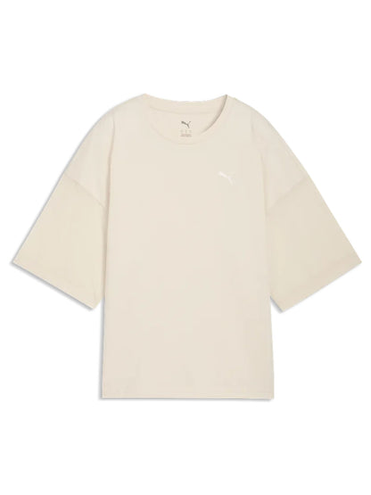 T-shirt oversize Puma HER da donna in cotone crema