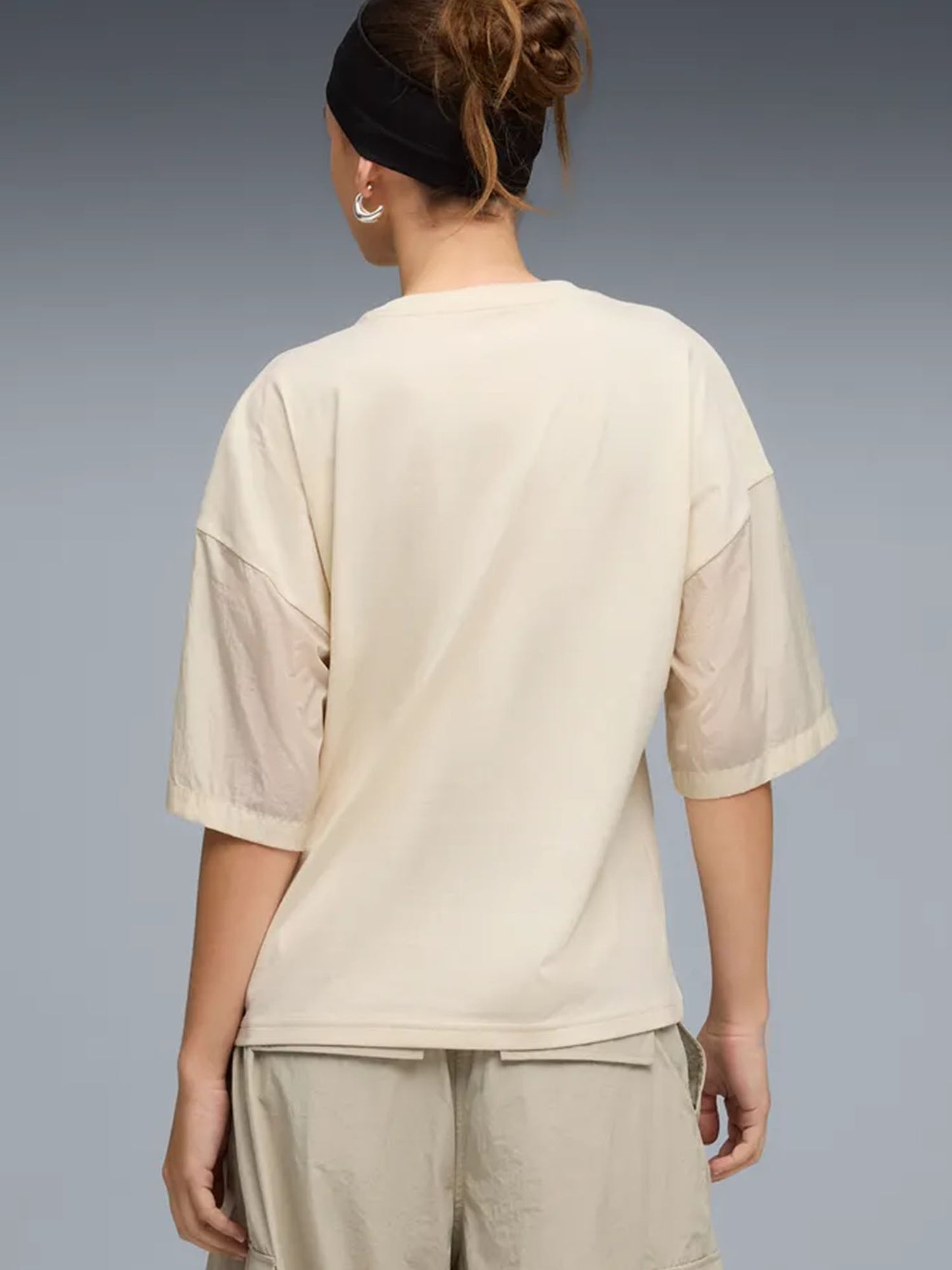 T-shirt oversize Puma HER da donna in cotone crema