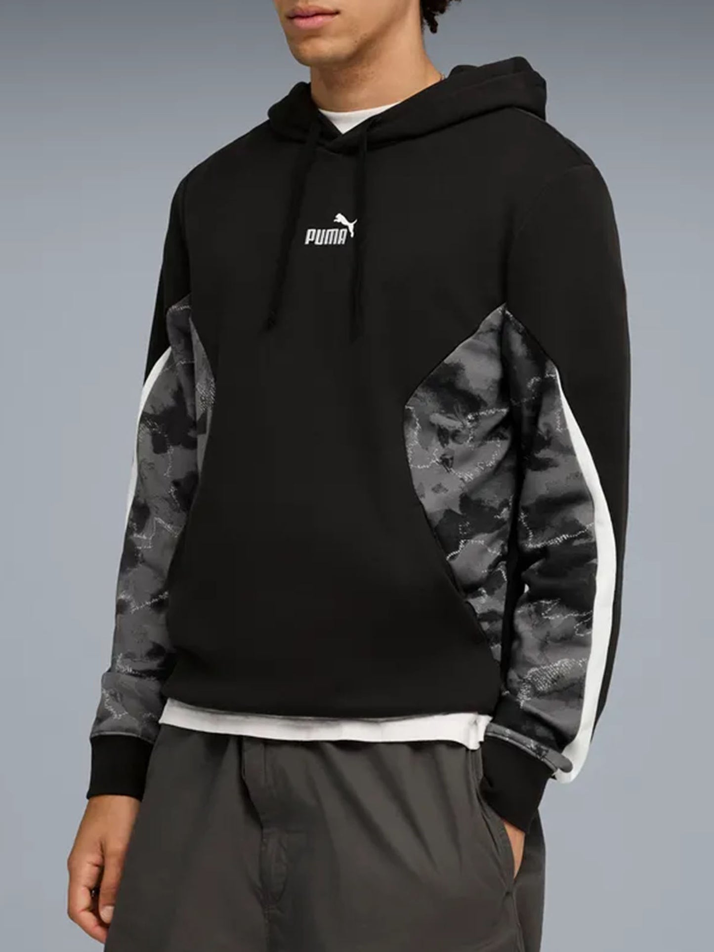 Puma Camo Hoodie, felpa con cappuccio uomo nera sportiva