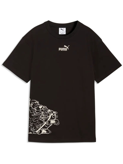 T-shirt bimbo/a Puma Essentials No. 1 in cotone nero