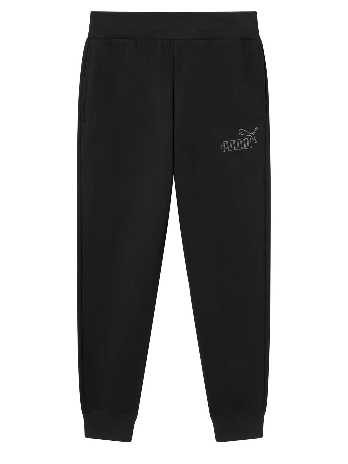 Pantaloni Essential Puma donna neri con logo strass