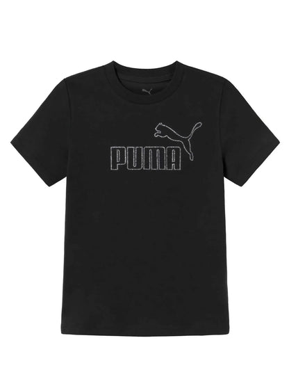 Puma Essential, t-shirt casual bimbo/a nera in cotone