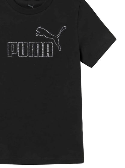 Puma Essential, t-shirt casual bimbo/a nera in cotone