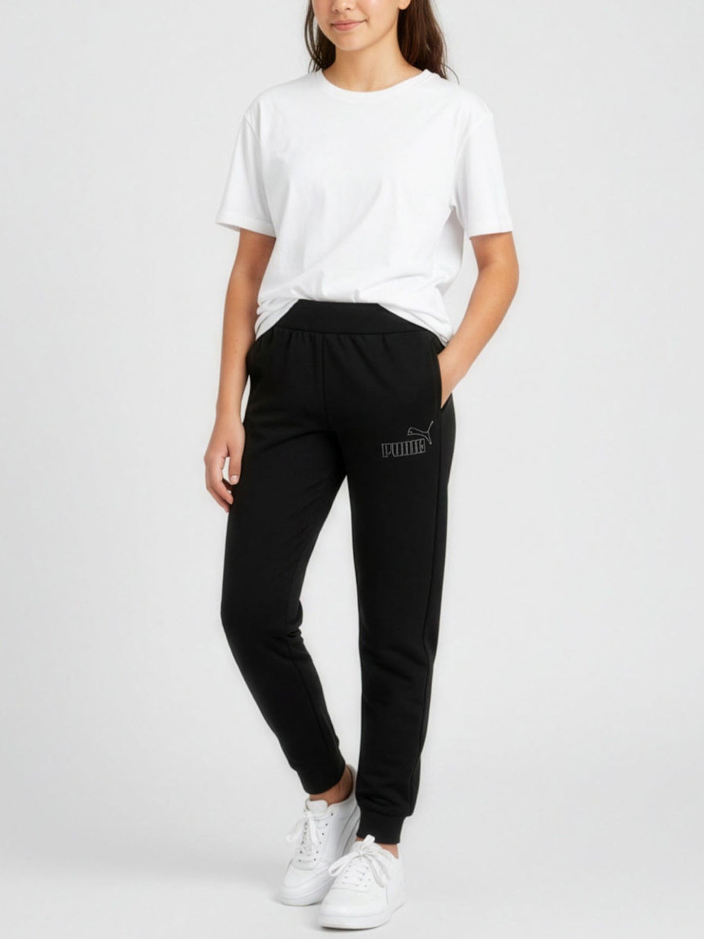 Pantaloni sportivi bimbo/a Puma neri in materiale sintetico