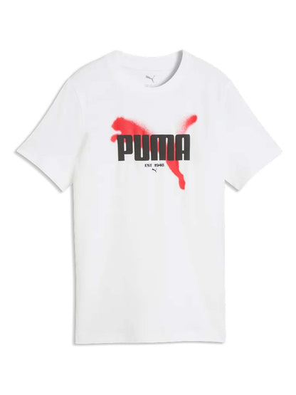 Puma B.T-SHIRT MM, t-shirt a maniche lunghe Unisex bambino bianca