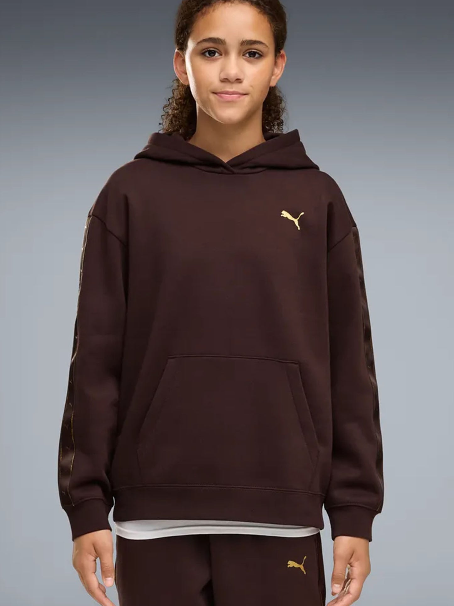 Puma Essentials Tape Relaxed Hoodie, felpa Unisex bambino marrone