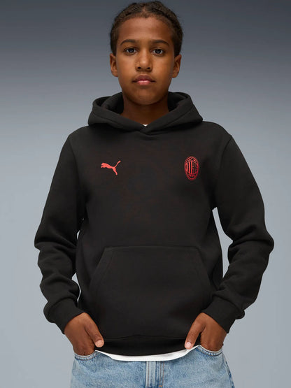 FELPA CON CAPPUCCIO ESSENTIAL AC MILAN RAGAZZO NERO