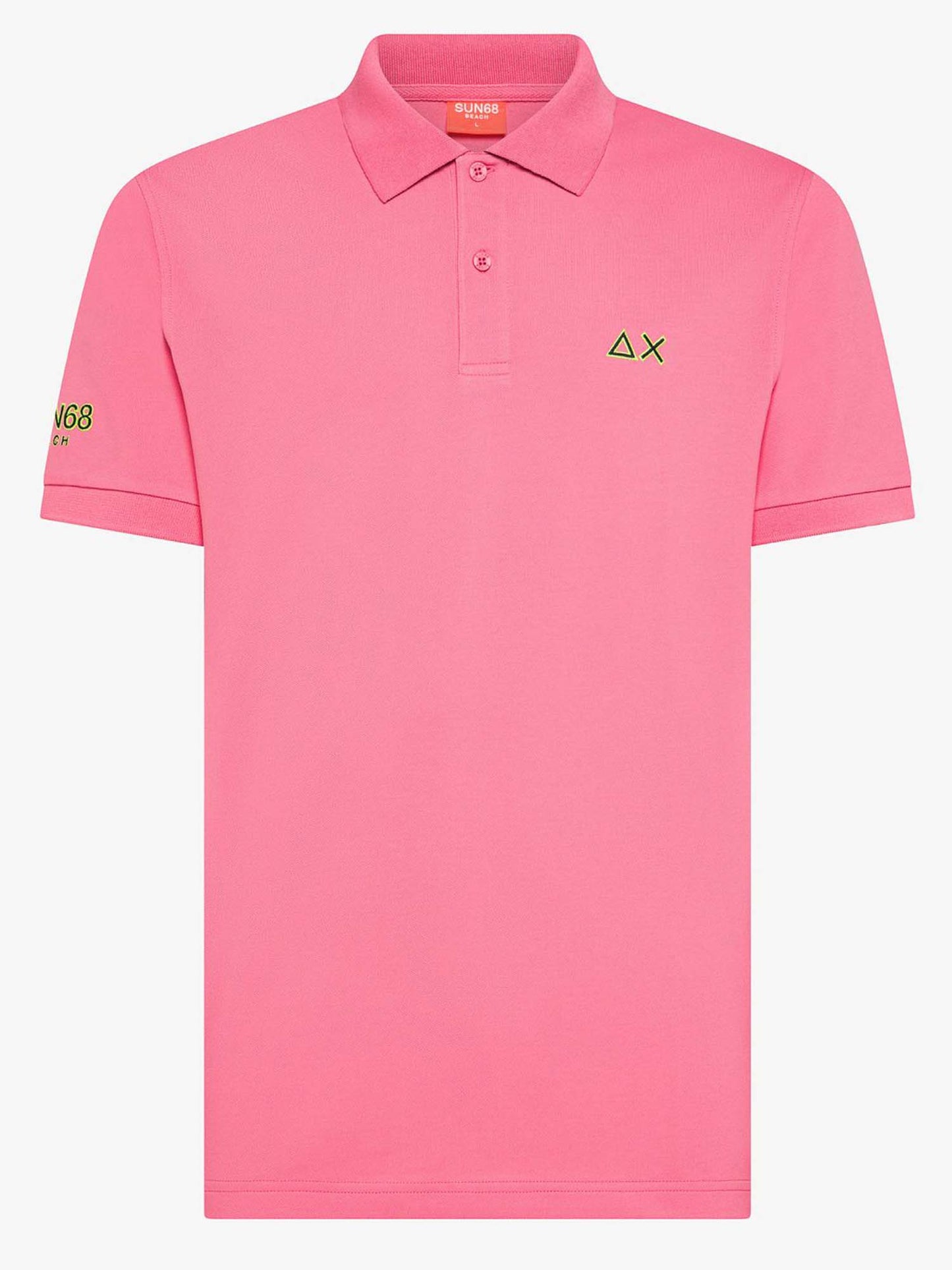 Sun68 polo da uomo fucsia in cotone con logo ricamato