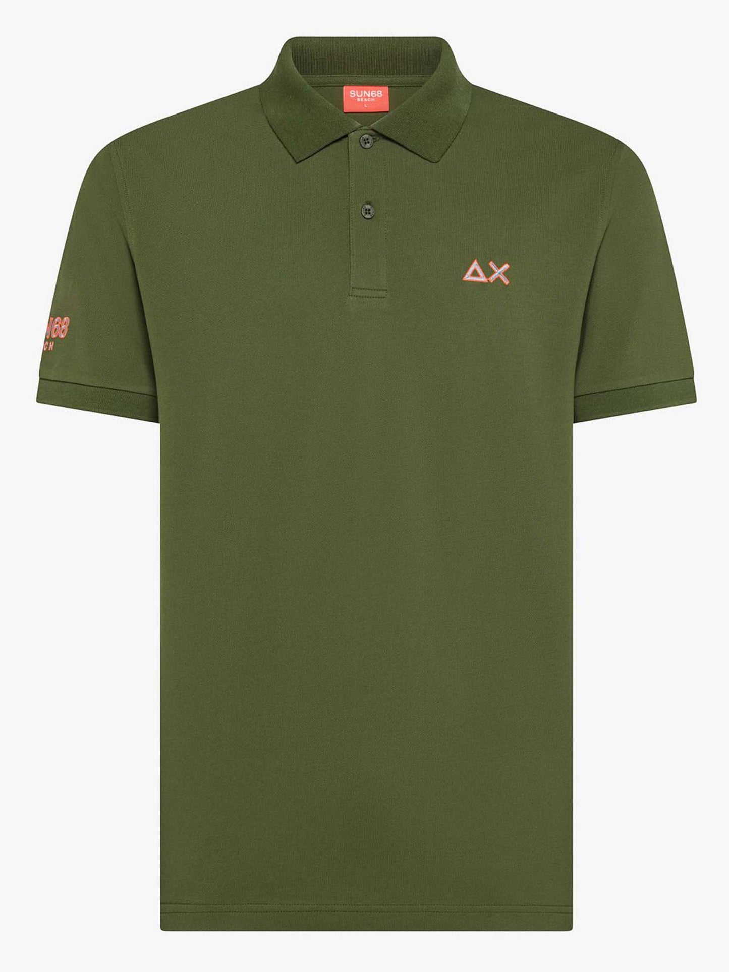 Polo verde militare uomo Sun68 maniche corte in cotone