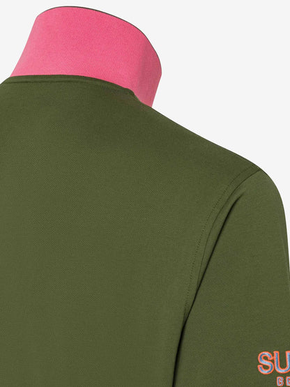 Polo verde militare uomo Sun68 maniche corte in cotone