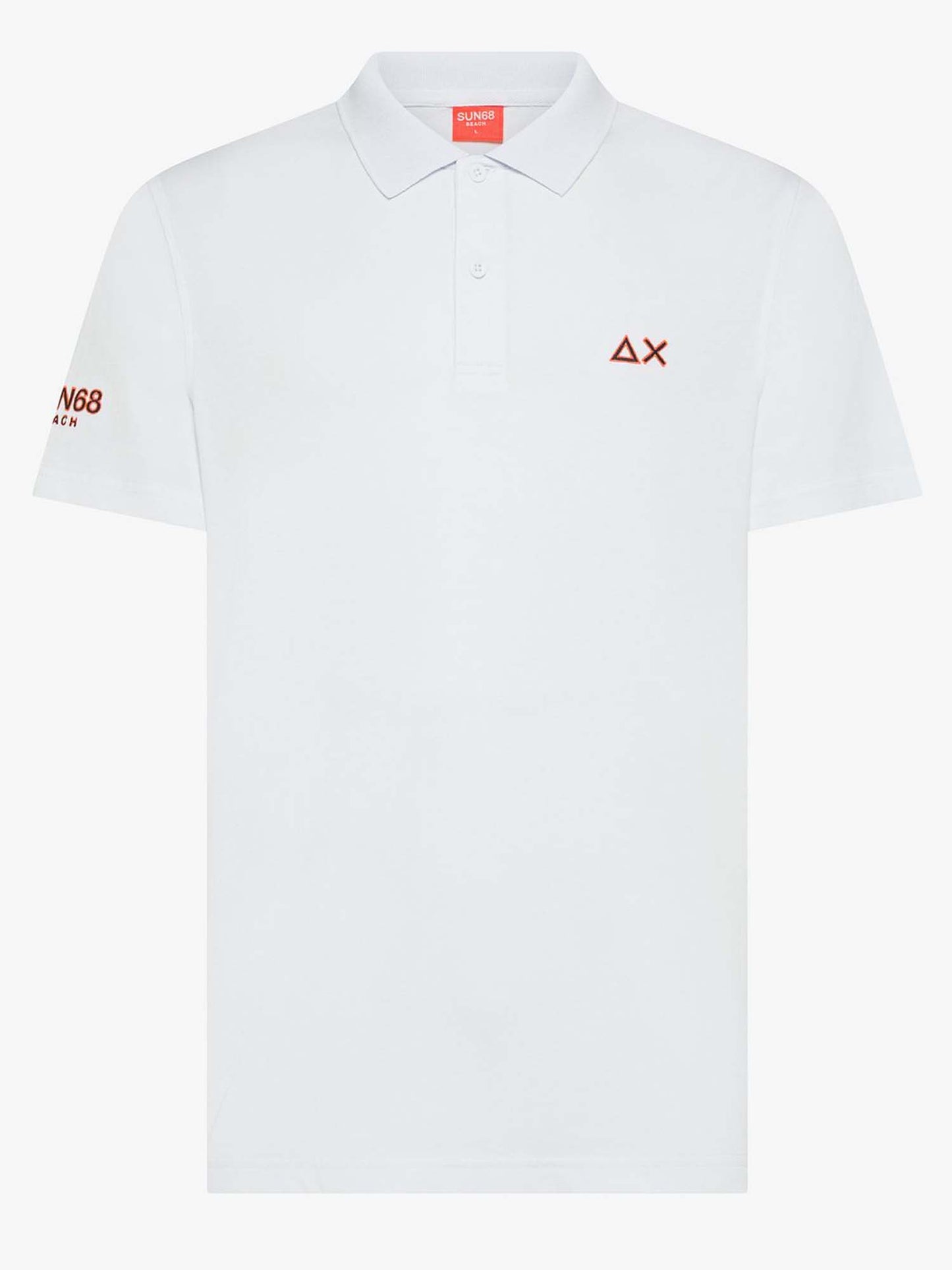 Sun68 Polo Beach in cotone bianca da uomo, stile casual