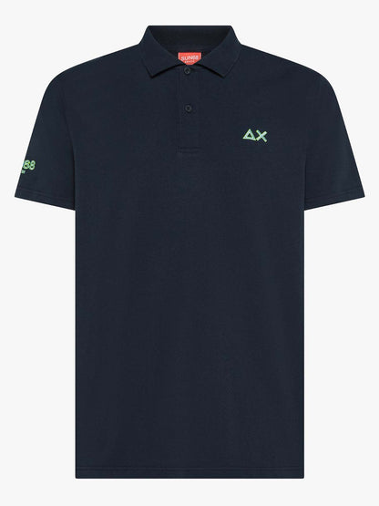 Sun68 polo a maniche corte da uomo in cotone blu casual
