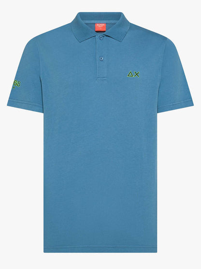 Sun68 polo in cotone blu da uomo per un look casual versatile