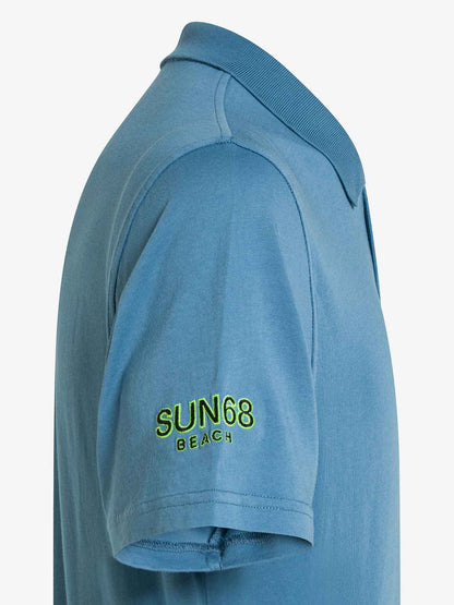 Sun68 polo in cotone blu da uomo per un look casual versatile