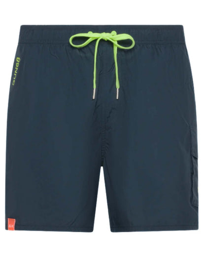 Sun68 boxer costume da uomo blu con tasche per la spiaggia