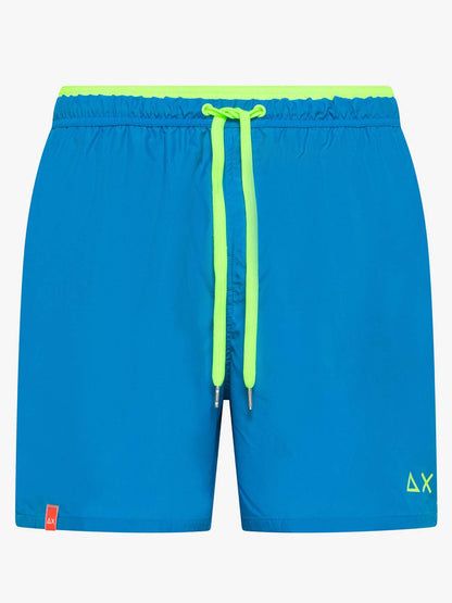 Sun68 boxer da spiaggia da uomo azzurro con dettagli fluo