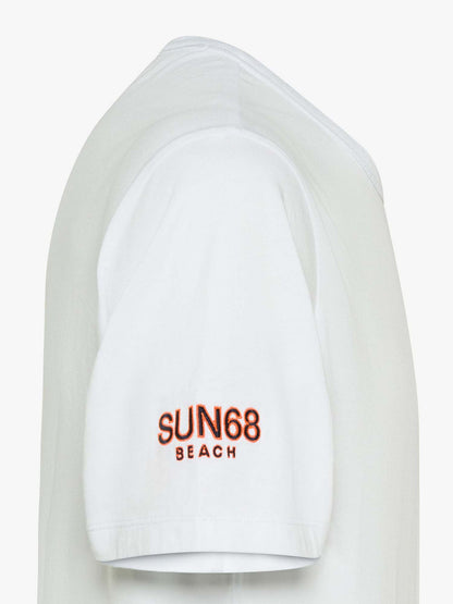 Sun68 t-shirt maniche corte da uomo bianca con logo