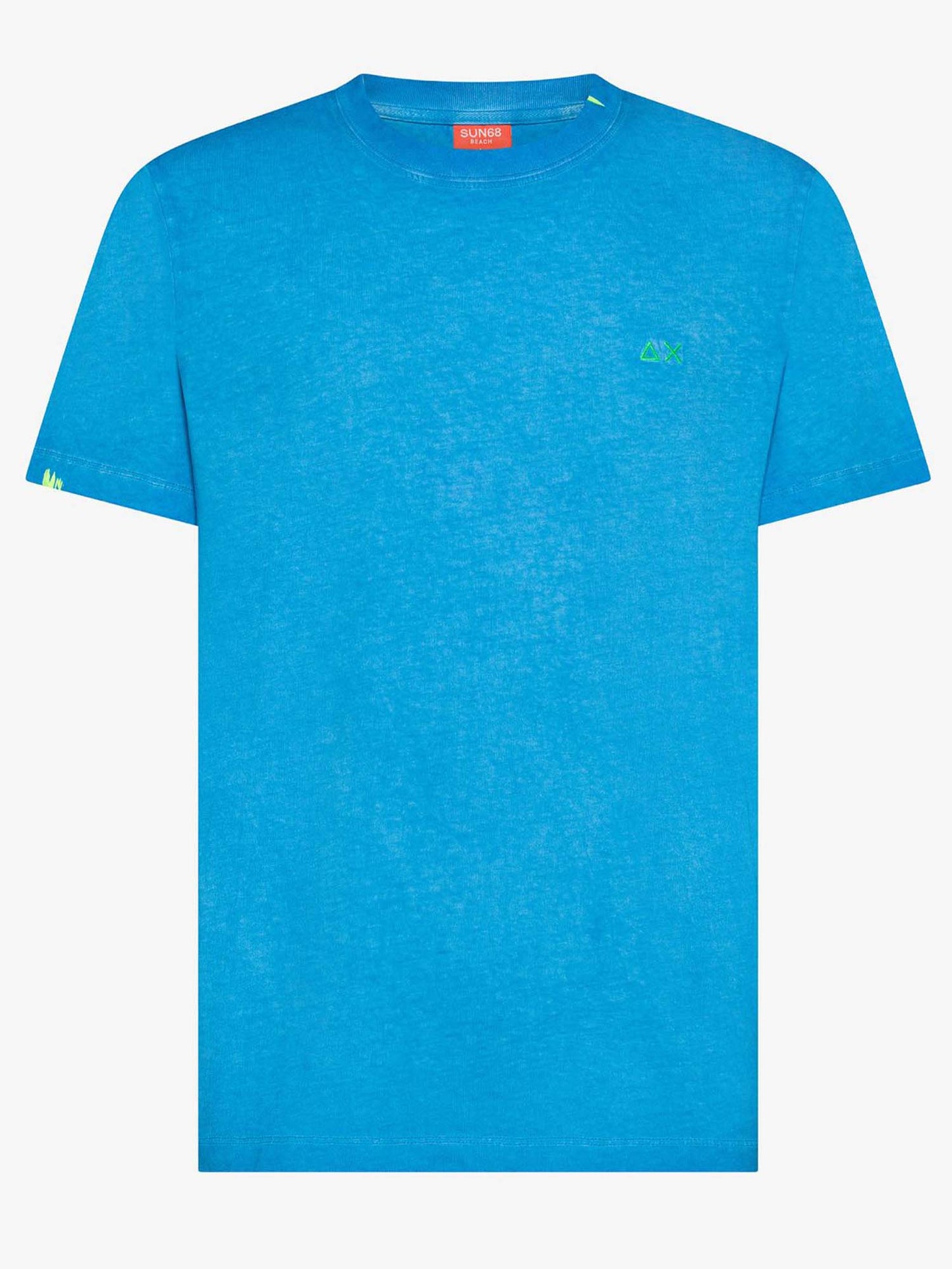Sun68 t-shirt maniche corte da uomo in cotone azzurra