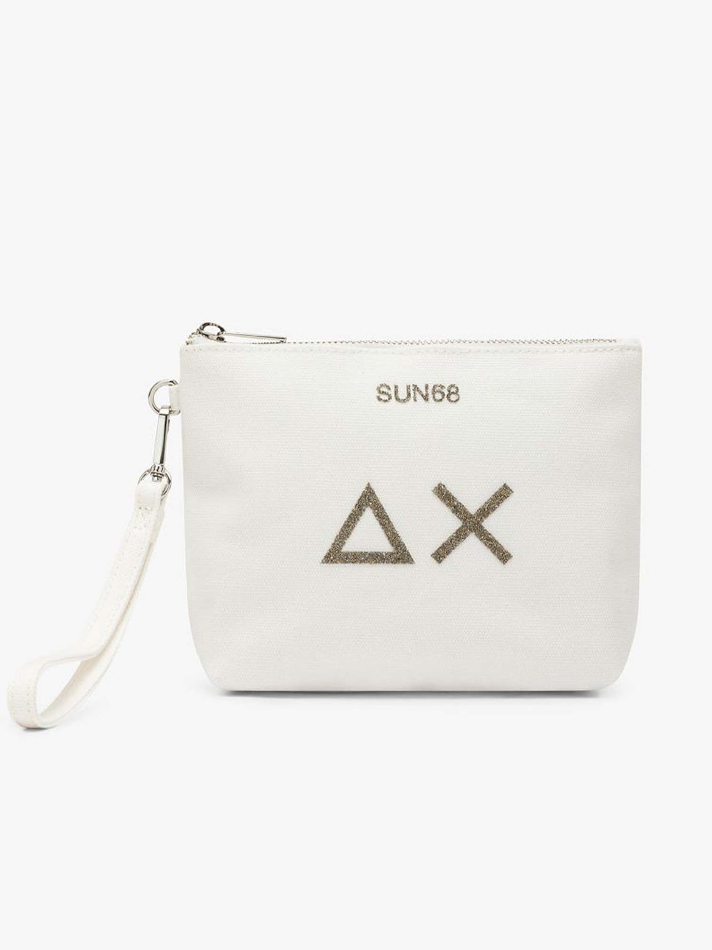 Sun68 portatutto da Donna in canvas bianco con logo strass