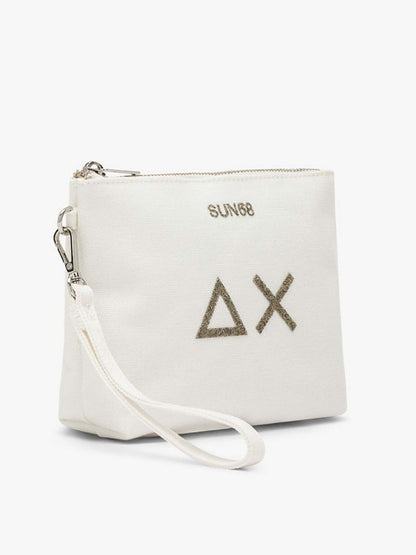 Sun68 portatutto da Donna in canvas bianco con logo strass