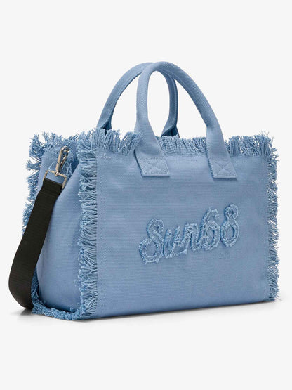 Sun68 Cali Midi Bag, borsa da Donna casual blu in canvas