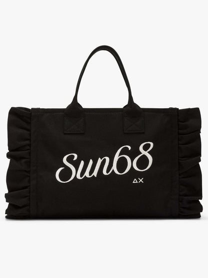Sun68 Cali Midi Bag, shopping bag da Donna nera con rouches