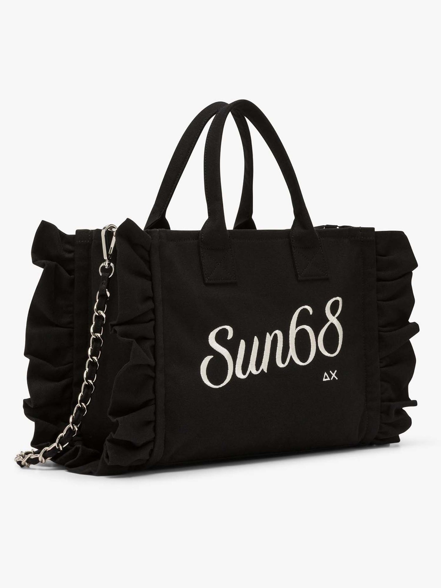 Sun68 Cali Midi Bag, shopping bag da Donna nera con rouches