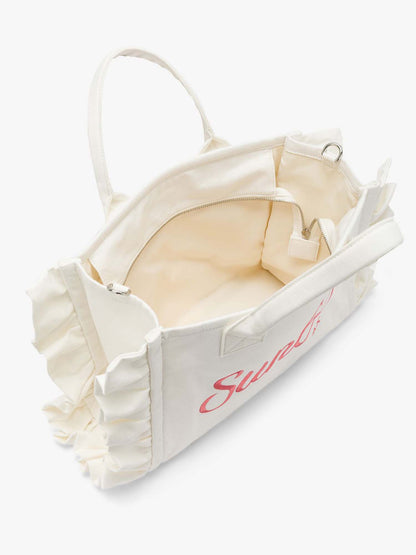 Sun68 Cali, shopping bag in cotone bianca con rouches da Donna