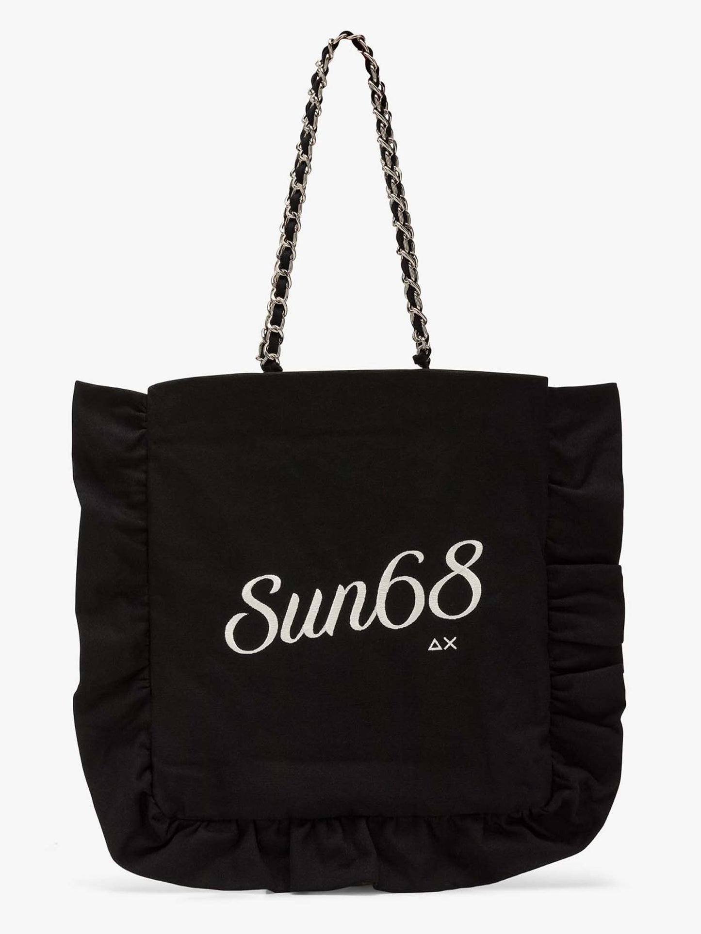 Sun68 shopper in cotone nero da Donna con dettagli arricciati