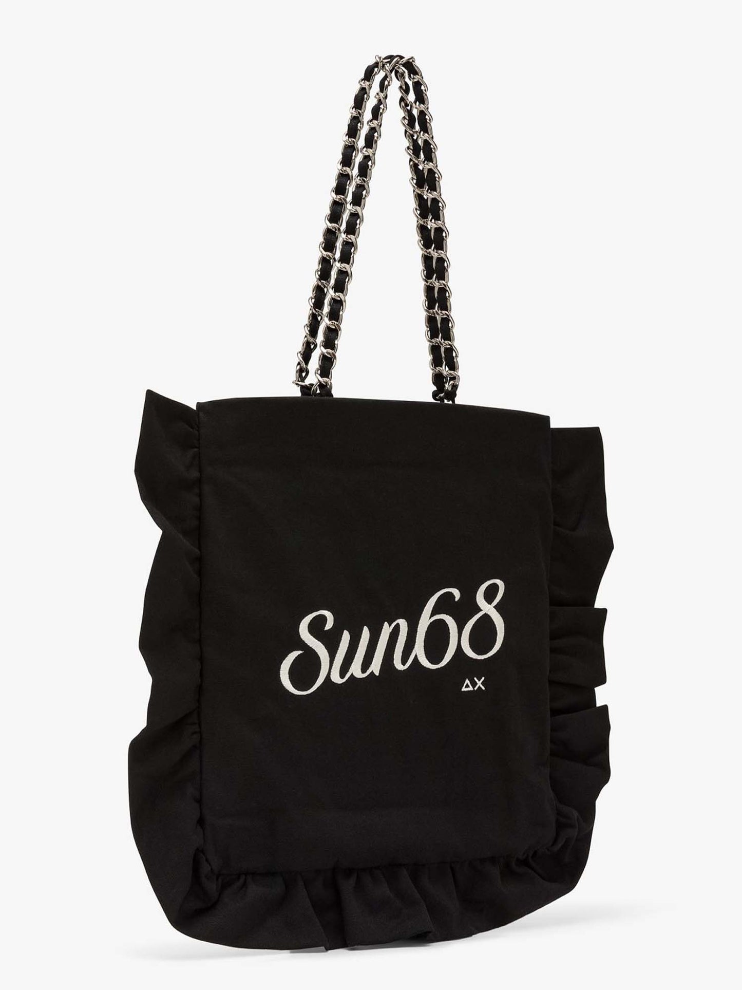 Sun68 shopper in cotone nero da Donna con dettagli arricciati