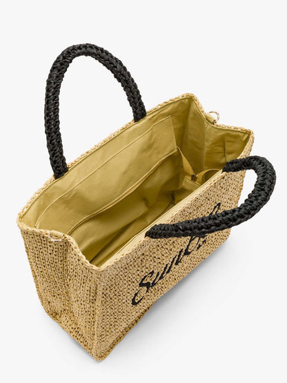 Borsa shopper Sun68 Cali in rafia beige da Donna