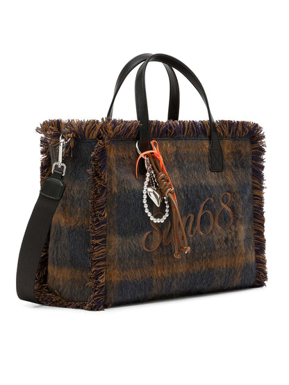 Sun68 Cali Midi Bag Wool Touch Fringes, borsa Unisex adulto blu