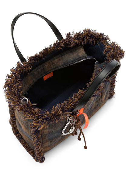 Sun68 Cali Midi Bag Wool Touch Fringes, borsa Unisex adulto blu